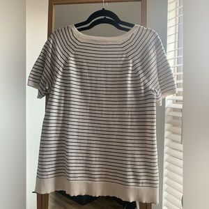 Loft Black & White Striped Shirt, Size Medium